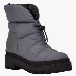 Guess Leda Nylon Gray Puffer Winter Boot Lug Rubber Sole 8 NEW